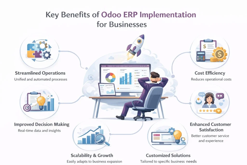 Advantages of Odoo ERP implementation for businesses looking for scalable growth and automated workflows